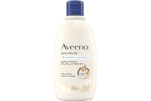 Aveeno Skin Relief Detergente Olio Bagno E Doccia, Olio doccia per pelle secca e pruriginosa, Olio detergente corpo con complesso di Avena Prebiotica, Bagnodoccia ad alta tollerabilità, 300 ml