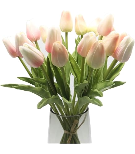 Klocke Knstlicher Tulpen Bund 30 Cm Real-Touch - 7 Stiele (4 Blten & 3  Knospen) Bunt