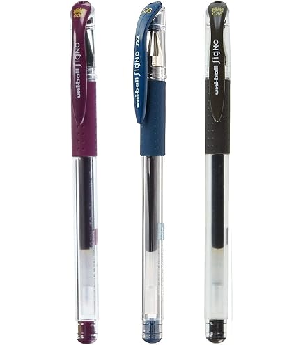 Stylos Uni-Ball Signo Gel Grip – Lot De 6 (3 Noirs, 2 Bleus, 1 Rouge) – Pointe 0,7 Mm – Encre Antifraude