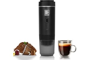 EVERANGE Machine à expresso électrique portable, cafetière de voyage pour le camping, cafetière à piles compatible avec le café moulu et les capsules NS, noir
