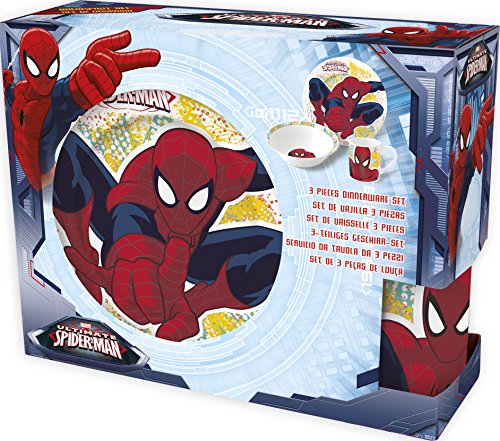 Spiderman - Estuche regalo set merienda ceramica (cuenco+plato postre+taza) (Stor 78365)