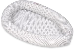 Velinda Baby nest, cushion, soft,0-8 months, snuggly,Baby sleeping, newborn, 100% cotton (pattern: grey diamonds)