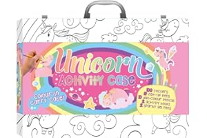 BOOKOLI LIMITED Bookoli - Unicorn Activity Case - Fun Activity Set for Kids - Unicorn Gift for Kids Aged 6 to 9 Years - Includes Unicorn Colouring and Activity Books, Pens and Over 100 Stickers