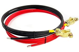 SOLARTRONICS 1 Paar Solarladeregler Batterie Verbindungskabel 2m 6mm² Kupfer mit massiven Batterieklemmen für Autobatterie Solarbatterie Batteriekabel H1Z2Z2-K Solar Laderegler (rot/schwarz)