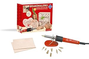 Pebaro 0269 zestaw do majsterkowania do wypalania: kolba do wypalania, 6 końcówek, 3 stemple, 2 drewniane płyty, pirografia, wypalanie drewna, pisanie, rysowanie na drewnie, korku itp.,