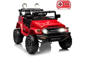 LIUFASHI Toyota 12V Niños Coche Eléctrico,2 Plazas Vehículos Eléctricos de Juguete con 2.4G Control Remoto, Doble Puertas Abiertas, Música, USB, Mp3, Mejores Regalos para Niños Niñass-Rojo