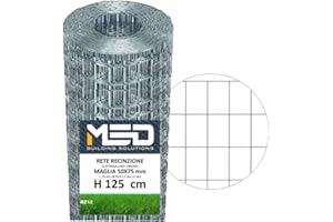 MED BUILDING SOLUTIONS MED | Rete Elettrosaldata Zincata 50X75 mm in Rotolo da 25 mt H 125 cm per Recinzioni Metalliche da Giardino, Pollaio, Vigneto, Recinzione Rigida Resistente