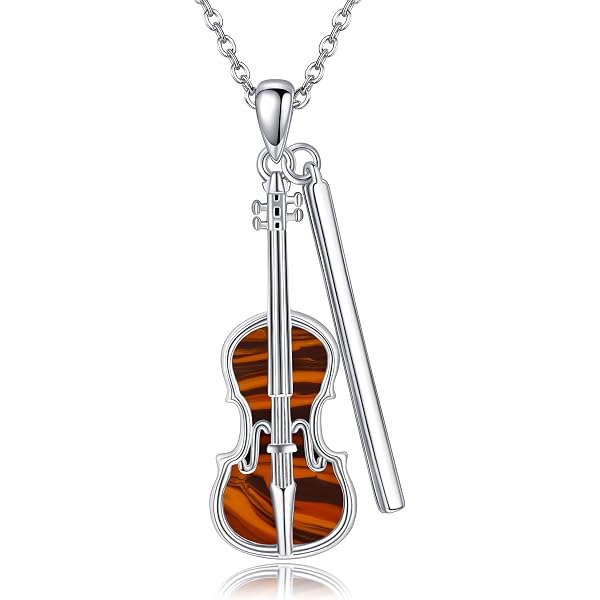 YFN Collana per strumenti musicali, in argento Sterling, con ciondolo musicale, per donne, ragazze, regali musicali per musicisti, 12,7 mm x 33,7 mm, Argento sterling