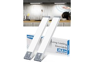 HIBOITEC Led Cuisine Sous Meuble, 50 LED Reglette Led Rechargeable USB, Dimmable Lampe Detecteur de Mouvement pour Cuisine, Placard, Comptoir, Placard, Armoires, Escalier - Lumière Blanche Froide, 25,5 cm