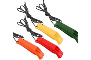 VOLLGUFEN Sifflet de secours avec dragonne (lot de 4) pour extérieur, sifflet de détresse pour kayak, bateau et signalisation