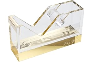 Dany Marcus Dispenser per nastro adesivo, elegante e grande, in acrilico trasparente con oro