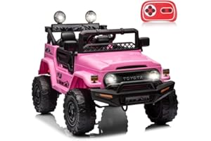 LIUFASHI Toyota 12V Voiture électrique pour Enfants avec 2,4G Télécommande,2 Places Véhicules électriques Jouets, Double Portes Ouvertes, Musique, USB, Mp3, pour Garçons Filles-Rose