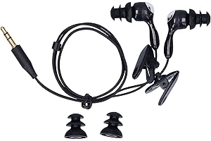 PUSOKEI Écouteurs étanches Sous-marins avec 2 Clips/remplacez les Bouchons D'oreilles pour les Nageurs, écouteurs Intra-auriculaires étanches avec Câble D'extension Audio Stéréo pour(le noir)
