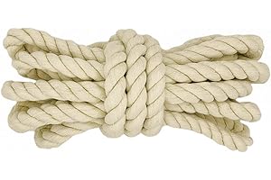 RENYIZ Thick Cotton Rope Macrame Cord for Garden Crafting Decoration 20mm x 5m Wall Hanging Plant Hanger Strong String Beige