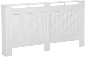 HOMCOM Copritermosifone in Legno MDF, Copertura per Termosifone Moderna con Ripiano Superiore Verniciato Bianco, 151.5x82x19 cm