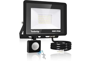 TOOBETTP 30W LED Strahler mit Bewegungsmelder Außen, Superhell 6500K 3000LM Kaltweiß LED Fluter Leuchte mit Bewegungssensor, IP66 Wasserdicht Außenstrahler Fluter Flutlicht für Garten, Innenhöfe, Garage, Hotel