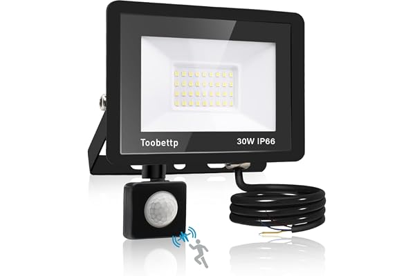 toobettp Projecteur Exterieur Detecteur de Mouvement 30W, Blanc Froid 3000LM Spot LED Extérieur 6500K Projecteur LED Eclairage Exterieur IP66 Imperméable pour Jardin Garage Patio Usines Stades