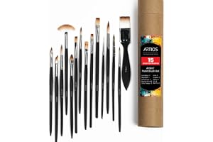 ARTIOS Paint Brush Set of 15, Professional, Acrylic & Watercolor, Black | Handmade Set with Brush Holder – Cruelty-Free, Rust-Proof Brass Ferrules
