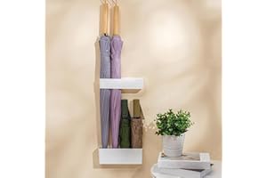 JOYIAL 2Pcs Stand Holder No Drill Rustproof, Wall Mounted Umbrella Holder Rack, Umbrella Holder Space Saving Organizer Long and Short Umbrella for for Home Indoor(White)