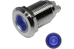 ‎LUMONIC Lumonic LED Kontrollleuchte 12mm Blau aus Edelstahl I Signalleuchte mit Schraubanschluss - IP67 I Signallampe für Auto mit 6V, 12V & 24V LED Spannung