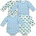 Pippi Baby Boys Body Long Sleeve AO Printed 4 Pack Polo Shirt, Light Blue, 92 cm