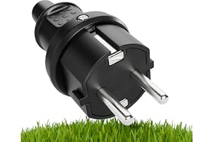 greate Schuko kontakt utomhUSBruk med böjskydd | Schuko-kontakt gummi med dragavlastning, 2-polig, 230V, 16A & 3, 7kW - IP44