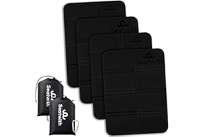 ‎SEATWITH 4er Set Outdoor Sitzmatte/Faltbares Iso-Thermo-Sitzkissen mit Tragetasche und Karabinerhacken für ideale Befestigung am Rucksack maximaler Schutz vor Kälte Nässe & Schmutz + Outdoor E-Book
