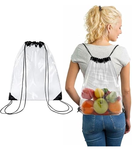 FLZONHUT Sacca Sportiva,3 Pezzi Zaino Trasparente con Coulisse,Coulisse Zaino da PVC Trasparente Sacca Plastica Impermeabilek Zaino con PVC per Palestra,Sport,Viaggi,Nuoto,Festival(34 * 43 cm