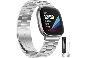 Pasek do Fitbit Versa 3/Fitbit Sense Bransoletka, Hatolove Regulowany metalowy pasek ze stali nierdzewnej wymiana z podwójnym składany zapięcie kompatybilny dla Fitbit Versa 3/Sense