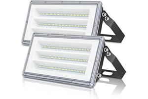 TASINUO LED Floodlight Outdoor 100W 2 Pack, LED Flood Light 10000LM 7000K Super Bright Security Lights, IP67 Waterproof LED Spotlight Wall Light with 180° Rotation for Garden, Garage, Yard, Stadium
