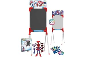 Chicos Lavagna Spidey 2 in 1, Include Un Pennarello, Un Gesso, Un Cancellino e Uno Stencil Spidey, Materiale Resistente e Durevole, Partire da 3 Anni, 53033