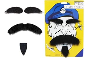 ZOOMPIL Fausses Moustaches, Moustaches Auto-Adhésives de Nouveauté, Kit de Fausses Barbes Adhésives pour Fête Masquée, Fête d'anniversaire, Déguisement et Spectacle