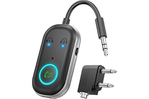 Ankilo Bluetooth 5.3 Transmitter Receiver, 16H Playtime, Mic for Calls, Dual Connection, Airplane Bluetooth Adapter with for TV, HiFi, Headphones, Speaker, Car