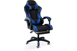 Cribel Poltrona da Gaming Racing Omega con poggia piedi, in similpelle, 3 colorazioni disponibili (Nero/Blu)