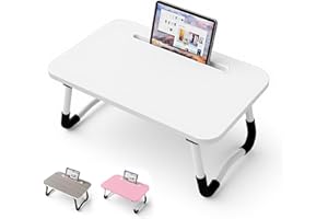 WEIQILE Petit Table de Lit pour Ordinateur - Plateau lit 48 x 30 cm pour Plateau de Petit-Déjeuner, Manger, Lire, Écrire, Travailler, Support pour, Canapé, Bureau et Maison (White)