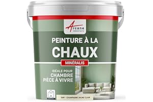 ARCANE INDUSTRIES Peinture Chaux, Naturelle : Peinture sans émanation, mineralis - 15 m² (2.5 kg en 1 Couche) Champagne Jaune Clair