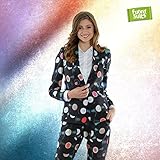 JUKEBOXER Hits, Hits, Hits und noch mehr Hits Put Da Needle To Da Records! Die gute alte Vinylscheibe erlebt momentan ihren 19. bis ungefähr 23. Frühling. Und das völlig zu Recht. Sie hat einfach alle Hits im Programm. Genau wie dieser Anzug, mit dem man seinen ganz persönlichen Party-Mix überall mit hinnehmen kann. Material: Oberstoff und Futter aus 100% Polyester. Im Lieferumfang enthalten sind ein Sakko und eine Hose.