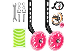 ULEMONDEE Stabilizer Wheels for Kids Bike,Bicycle Stabilizers Support Wheels,1 Pair Universal Bike Stabilisers for Kids Balance Stabilizer wheels Wheel for 12 14 16 18 20 Inch Bikes Pink