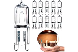 Vinaco Gluhbirn G9 25W, 10er Pack Halogen G9 230V 25W, Halogenlampe G 9 Dimmbar Warmweiß 2800K, Lange Lebensdauer mit Hoher Helligkeit 250LM, G 9 Halogen 25 W für Kronleuchter, Kabinettbeleuchtungen