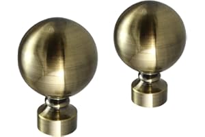 Your Home Online Metal Curtain Pole Rod Pack of 2 Finials/Ends for 19mm 28mm Diameter Poles Antique Brass (Set Of 2 Venice Finials, 28mm)