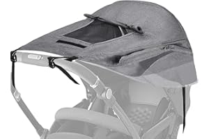 AUPOWER Buggy Universal Pram Sunshade with Viewing Window Pushchairs for Strollers Pushchairs UV Protection and Water Resistant, Grey