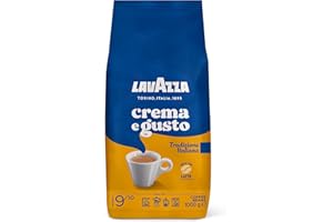 ‎LAVAZZA Lavazza, Crema e Gusto Tradizione Italiana, Geröstete Kaffeebohnen, mit Würzigen Aromatischen Noten, Ideal für einen Espresso, Arabica und Robusta Kaffeebohnen, 1 kg Packung