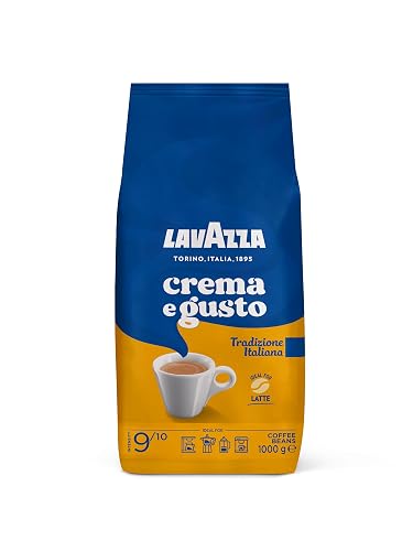 Lavazza, Crema e Gusto Tradizione Italiana, Roasted Coffee Beans with Spicy Aromatic Notes, Ideal for Espresso, Arabica and Robusta Coffee Beans, 1 kg Pack