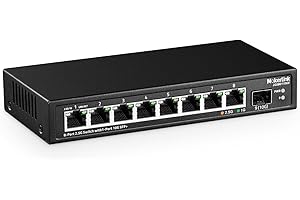 MokerLink Switch Ethernet a 8 porte da 2,5 Gigabit con slot SFP 10 G, 8 porte Base-T da 2,5 G, compatibile con 10/100/1000 Mbps, metallo non gestito Fanless Small Network Switch