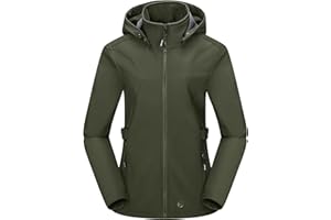 Outdoor Ventures Damen Softshelljacke Kurze Gefütterte Funktionsjacke Wasserdichte Übergangsjacke mit Abnehmbarer Kapuze Regenjacke Outdoor Regenmantel Softshellmantel für Wandern Laufen Sporten