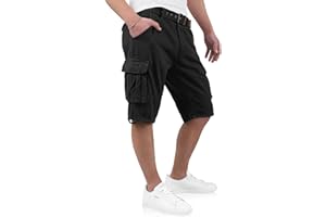 Indicode Kjeld Herren Cargoshorts mit 6 Taschen inkl. Stoffgürtel aus 100% Baumwolle | Kurze Hose Bermuda Sommer Herrenshorts Short Men Pants Cargohose kurz Sommerhose für Männer