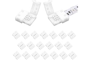 VIPMOON 20pcs 4 Pin Conectores de Tira de Luces Led 8mm Connector sin Soldadura 4 Pines Clip Conectores de Luz LED para Conexión de Tira LED SMD 2835/3528 y Tira LED RGB de 8mm Ancho