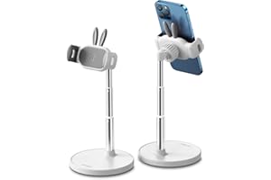 nediea Niedlicher Handy Ständer für Tisch, Verstellbare Hase Handyhalterung, 360 Drehung Einstellbar Handy Halter kompatibel mit Smartphones 4-7 Zoll Geräte (Weiß)