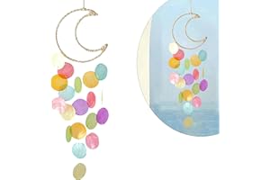 LUMOOM Campanelli a vento boho decorativi, ghirlande di acchiappasogni, suono unico magnifico, scacciapensibili da giardino, decorazione da appendere per terrazze, prato, giardino, luna (multicolore)
