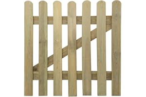 PaMeer 3 x 3Ft Wooden Garden Gate, Picket Fence Gate, Round Top Garden Gates, Hand Built Wooden Gate With FSC Tanalised Perfect Outdoor Gate For Garden